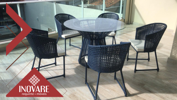 Conjunto De Mesa Para Jardim Fibra Sintética Varanda